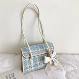 Plaid Scarf Bow Underarm Small Bag
