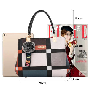 Women Plaid Shoulder Bag Casual Tote Handbag Leather Crossbody Bags