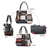 Women Plaid Shoulder Bag Casual Tote Handbag Leather Crossbody Bags