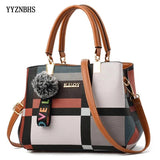 Women Plaid Shoulder Bag Casual Tote Handbag Leather Crossbody Bags