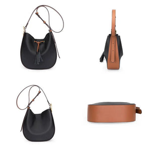 Vintage Tassel Leather Women Handbags Soft Real Cowhide Female Shoulder Bags