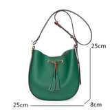 Vintage Tassel Leather Women Handbags Soft Real Cowhide Female Shoulder Bags