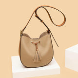 Vintage Tassel Leather Women Handbags Soft Real Cowhide Female Shoulder Bags