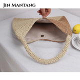 Large Straw Bag for Women Hand-Woven Shoulder Tote Beach Purse