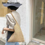 Large Straw Bag for Women Hand-Woven Shoulder Tote Beach Purse