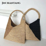 Large Straw Bag for Women Hand-Woven Shoulder Tote Beach Purse