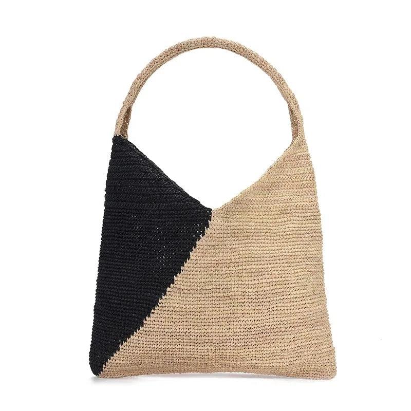 Large Straw Bag for Women Hand-Woven Shoulder Tote Beach Purse