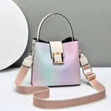 Women's PU Leather Bucket Handbag Lady's Shoulder Cross Body Bag