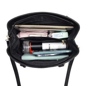 Floral Embroidery Shoulder Handbag Large PU Leather Women's Bag