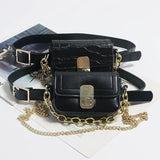 Crocodile Pattern Women's Waist Bag Chain Crossbody Bag Phone Purse