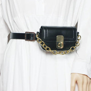 Crocodile Pattern Women's Waist Bag Chain Crossbody Bag Phone Purse