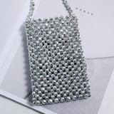 Summer Lipstick Bag Pearl Crossbody Coin Purse Woven Handbag