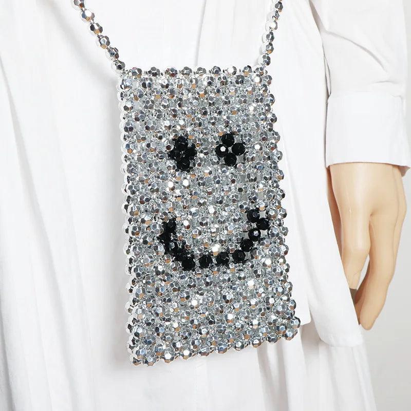 Summer Lipstick Bag Pearl Crossbody Coin Purse Woven Handbag