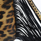 Leopard Crossbody Bags for Women Tassel Clutch Ladies Shoulder Messenger Bag