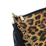Leopard Crossbody Bags for Women Tassel Clutch Ladies Shoulder Messenger Bag