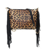 Leopard Crossbody Bags for Women Tassel Clutch Ladies Shoulder Messenger Bag