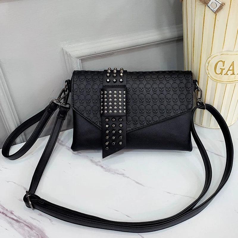 Skull Crossbody Bag Rivet Women Handbag Shoulder Bag Punk Small Lady Bags Clutch