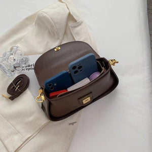 Women's leather shoulder bag solid-color crossbody bag