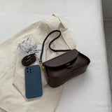 Women's leather shoulder bag solid-color crossbody bag