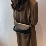 Women's leather shoulder bag solid-color crossbody bag