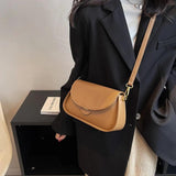 Women's leather shoulder bag solid-color crossbody bag