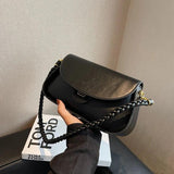 Women's leather shoulder bag solid-color crossbody bag