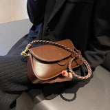 Women's leather shoulder bag solid-color crossbody bag