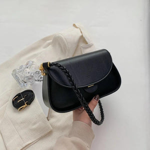 Women's leather shoulder bag solid-color crossbody bag