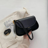 Women's leather shoulder bag solid-color crossbody bag