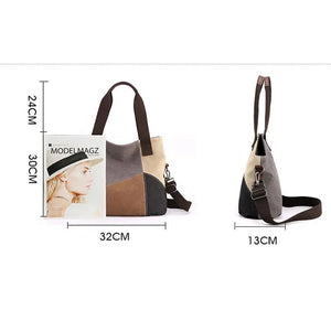 Canvas Bag Women's Retro Patchwork Crossbody Shoulder Bag