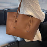 Vintage Leather Tote Bag for Women Solid Casual Handbag