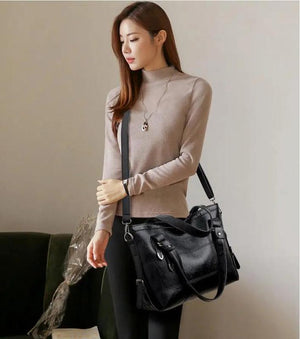 Shoulder Bags Lacquer PU Leather Handle Bags for Women