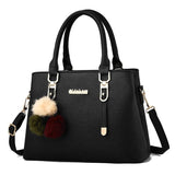 Hairball Crossbody Shoulder Bag Women's PU Leather Tote Solid Handbag