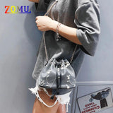 ZOMU Small Flower Embroidery Shoulder Messenger Bag Bucket Bag Handbag
