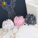 ZOMU Small Flower Embroidery Shoulder Messenger Bag Bucket Bag Handbag