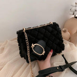 Retro Rhombus Women's Fluzzy Plush Messenger Bag