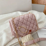 Retro Rhombus Women's Fluzzy Plush Messenger Bag