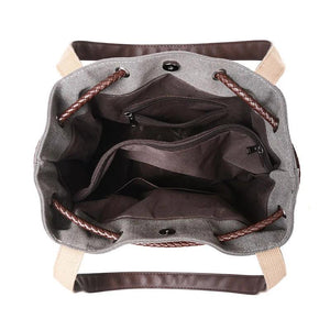 Vintage Canvas Bucket Bag for Women Small Crossbody Handbag