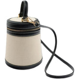 Canvas Bucket Bag Round Flap Shoulder Crossbody Tote Handbag