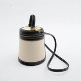 Canvas Bucket Bag Round Flap Shoulder Crossbody Tote Handbag