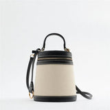 Canvas Bucket Bag Round Flap Shoulder Crossbody Tote Handbag
