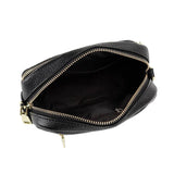 Embroidered Wave Pattern Small Leather Messenger Bag