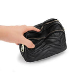 Embroidered Wave Pattern Small Leather Messenger Bag