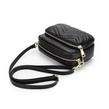 Embroidered Wave Pattern Small Leather Messenger Bag