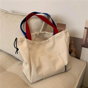 Large Canvas Tote Shoulder Bag for Women Casual Fabric Cloth Shopper Bag
