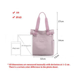 Nylon Fabric Tote Shoulder Bag for Women Large A4 Casual Handbag with Zipper