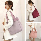 Nylon Fabric Tote Shoulder Bag for Women Large A4 Casual Handbag with Zipper