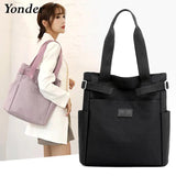 Nylon Fabric Tote Shoulder Bag for Women Large A4 Casual Handbag with Zipper