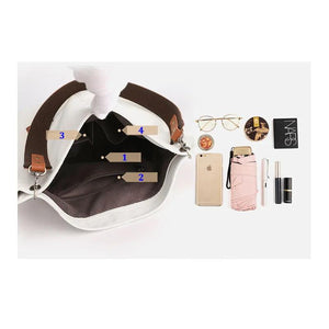 Casual Fabric Canvas Shoulder Bag Zipper Handbag Solid Large Capacity Women's