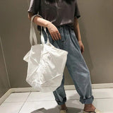 Canvas Shoulder Bag Ladies Street Tote Bag Solid Color Shopping Bag